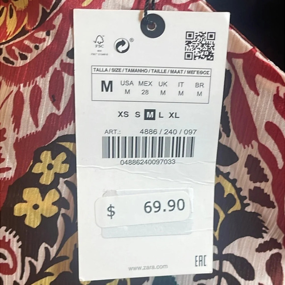 ZARA Printed Cross Back Floral Maxi Dress Medium 4886/240 - Picture 6 of 10